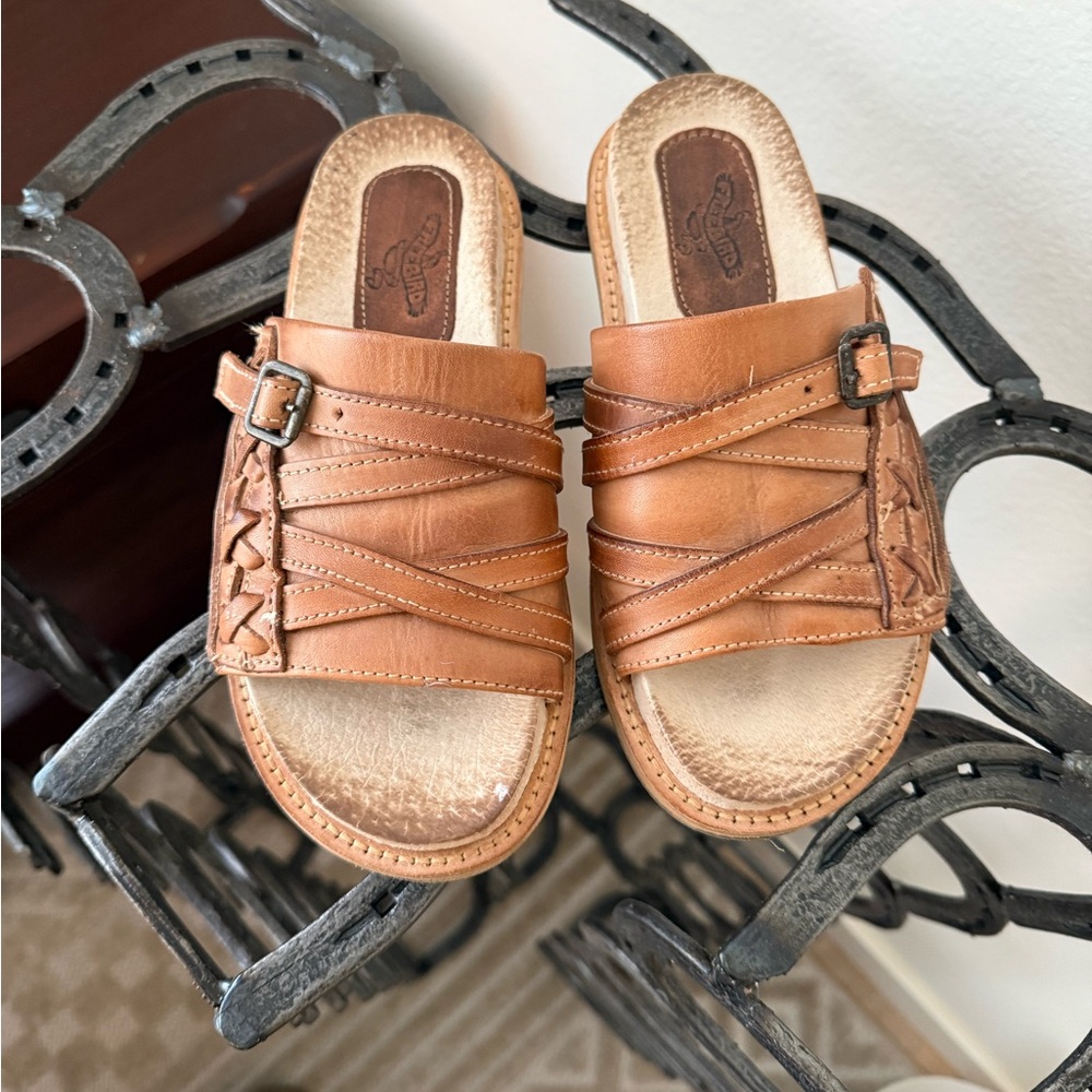 Elegant Brown Leather Buckle Sandals